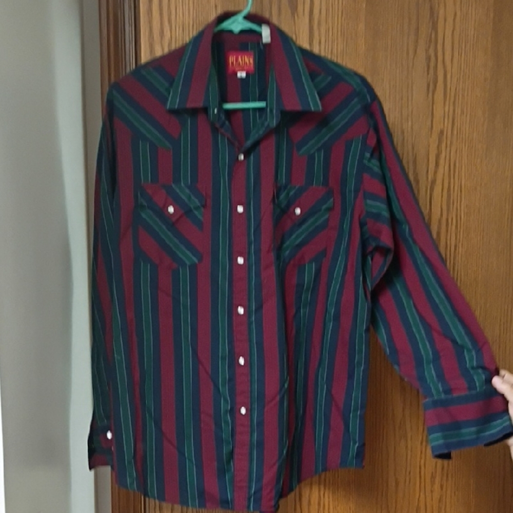 Casual Red and Green Button Down Shirt
